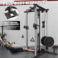 Cable Crossover Machine, Cable Fly Machine Home Gym System Workout Station with Dual Pulley System Pull-Up Bar Cable Bar and LAT Pull down System