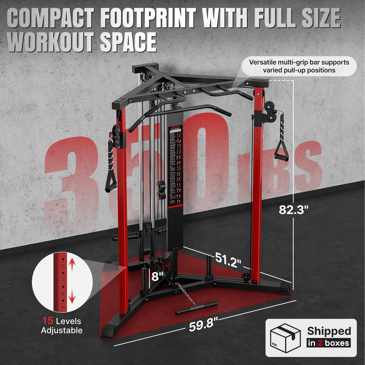 Cable Crossover Machine, Multi‑Functional Home Gym Trainer, Height‑Adjustable Dual Pulley System, Pull‑Up Bar & Full Accessories for Full‑Body Strength Workouts