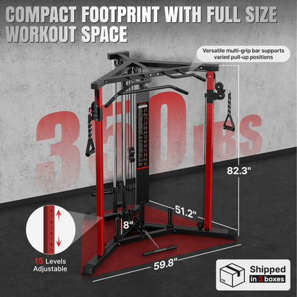 Cable Crossover Machine, Multi‑Functional Home Gym Trainer, Height‑Adjustable Dual Pulley System, Pull‑Up Bar & Full Accessories for Full‑Body Strength Workouts