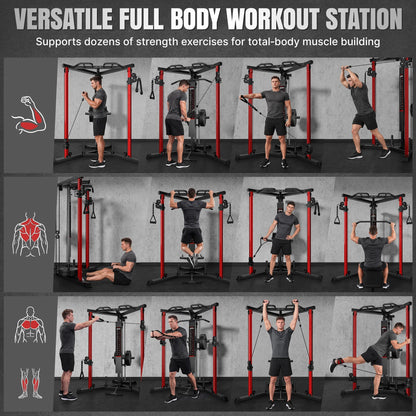 Cable Crossover Machine, Multi‑Functional Home Gym Trainer, Height‑Adjustable Dual Pulley System, Pull‑Up Bar & Full Accessories for Full‑Body Strength Workouts