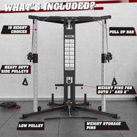 Cable Crossover Machine, Cable Fly Machine Home Gym System Workout Station with Dual Pulley System Pull-Up Bar Cable Bar and LAT Pull down System