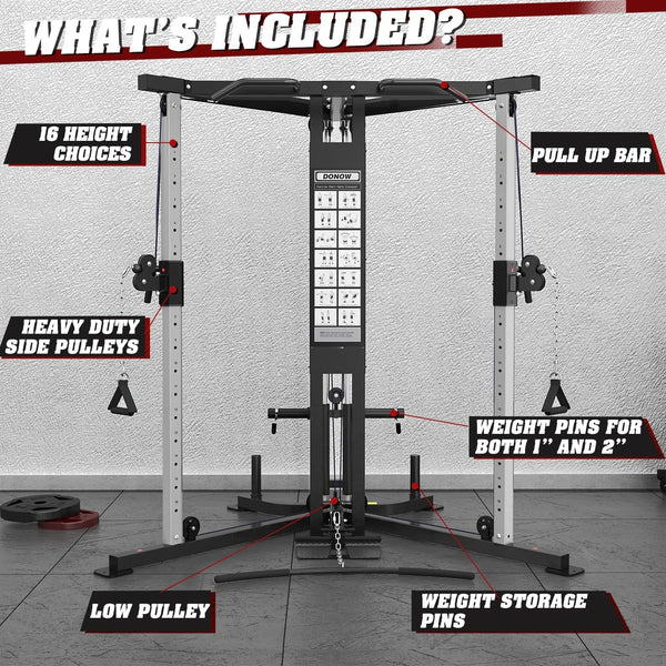 Cable Crossover Machine Built for Home Training, Dual Pulley System, 16 Height Positions, LAT Pulldown