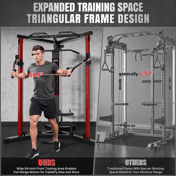 Cable Crossover Machine, Multi‑Functional Home Gym Trainer, Height‑Adjustable Dual Pulley System, Pull‑Up Bar & Full Accessories for Full‑Body Strength Workouts