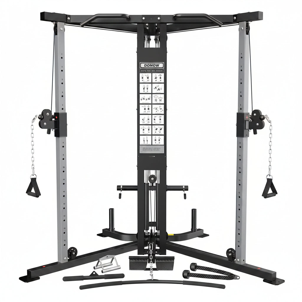 Cable Crossover Machine, Cable Fly Machine Home Gym System Workout Station with Dual Pulley System Pull-Up Bar Cable Bar and LAT Pull down System