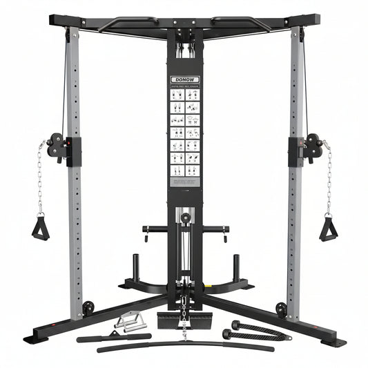 Cable Crossover Machine, Cable Fly Machine Home Gym System Workout Station with Dual Pulley System Pull-Up Bar Cable Bar and LAT Pull down System