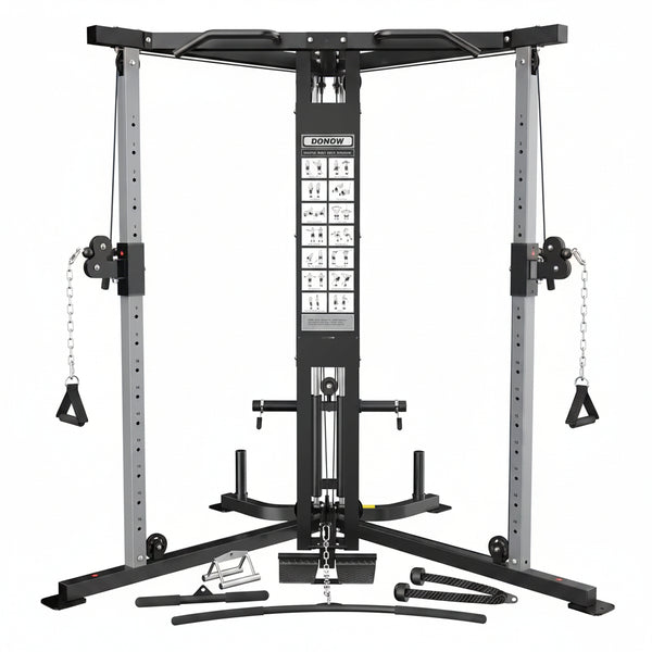Cable Crossover Machine, Cable Fly Machine Home Gym System Workout Station with Dual Pulley System Pull-Up Bar Cable Bar and LAT Pull down System