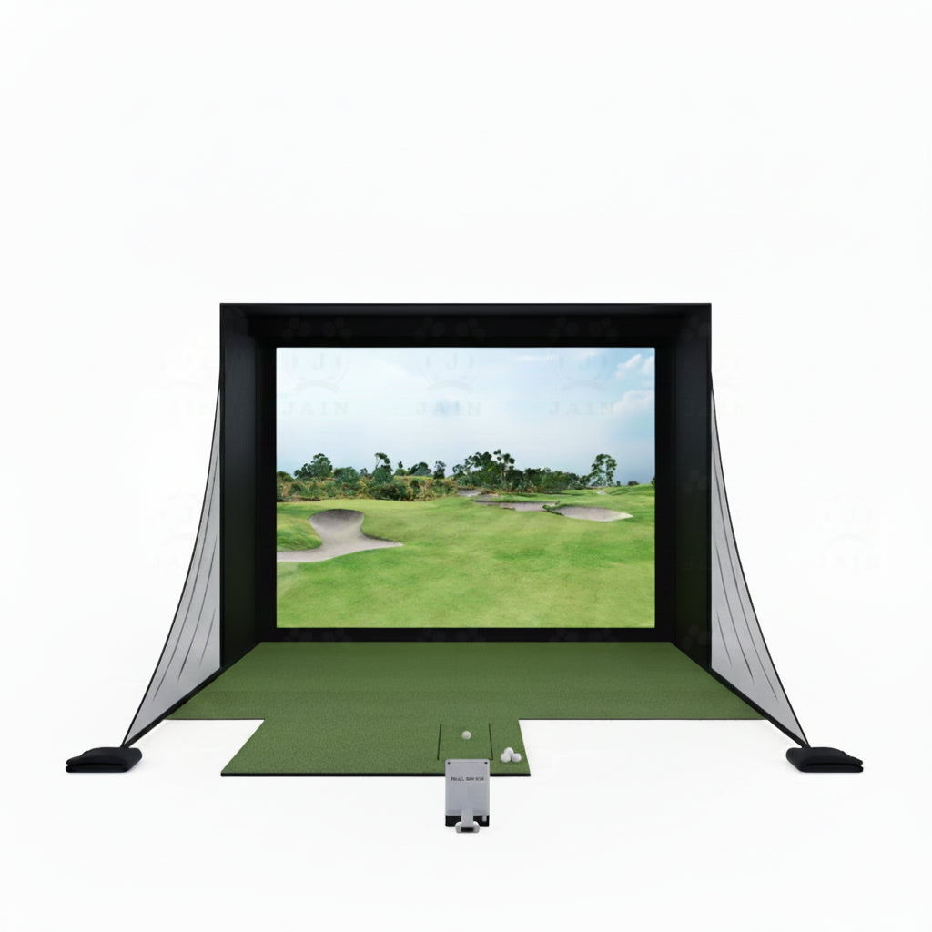 Golf Simulator Enclosure with Impact Screen Aluminum Frame and Hitting Net Enclosed Display Screen for for Indoor Golf Training