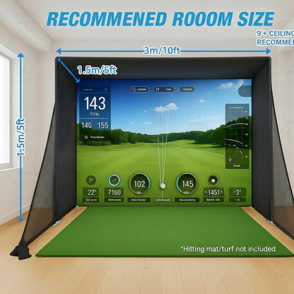 Golf Simulator Enclosure with Impact Screen Aluminum Frame and Hitting Net Enclosed Display Screen for for Indoor Golf Training