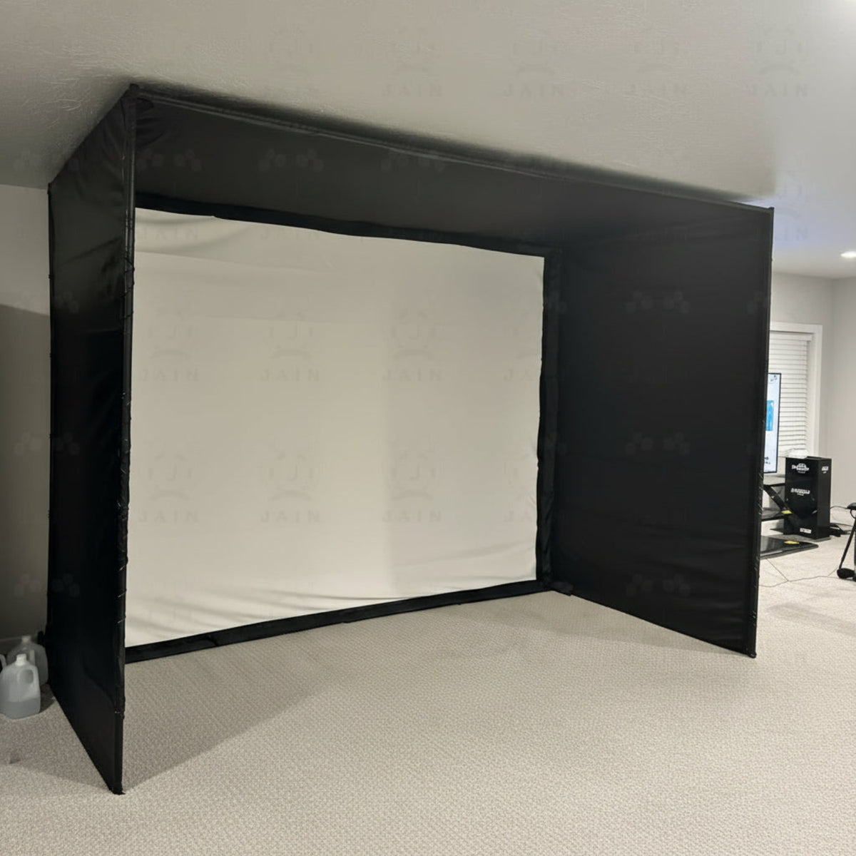 Golf Simulator Enclosure with Impact Screen Aluminum Frame and Hitting Net Enclosed Display Screen for for Indoor Golf Training
