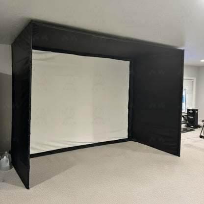 Golf Simulator Enclosure with Impact Screen Aluminum Frame and Hitting Net Enclosed Display Screen for for Indoor Golf Training