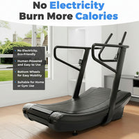 Manual Curved Treadmill Built for Natural Running, LED Display, 440 lb Capacity, 4 Resistance Levels