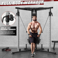 Cable Crossover Machine, Cable Fly Machine Home Gym System Workout Station with Dual Pulley System Pull-Up Bar Cable Bar and LAT Pull down System