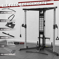 Cable Crossover Machine, Cable Fly Machine Home Gym System Workout Station with Dual Pulley System Pull-Up Bar Cable Bar and LAT Pull down System