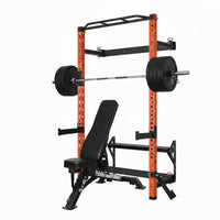 2.36'' X 2.36'' Folding Squat Rack for Home Gym, Wall Mounted Squat Rack with Attachments - Space Saving Squat Power Rack