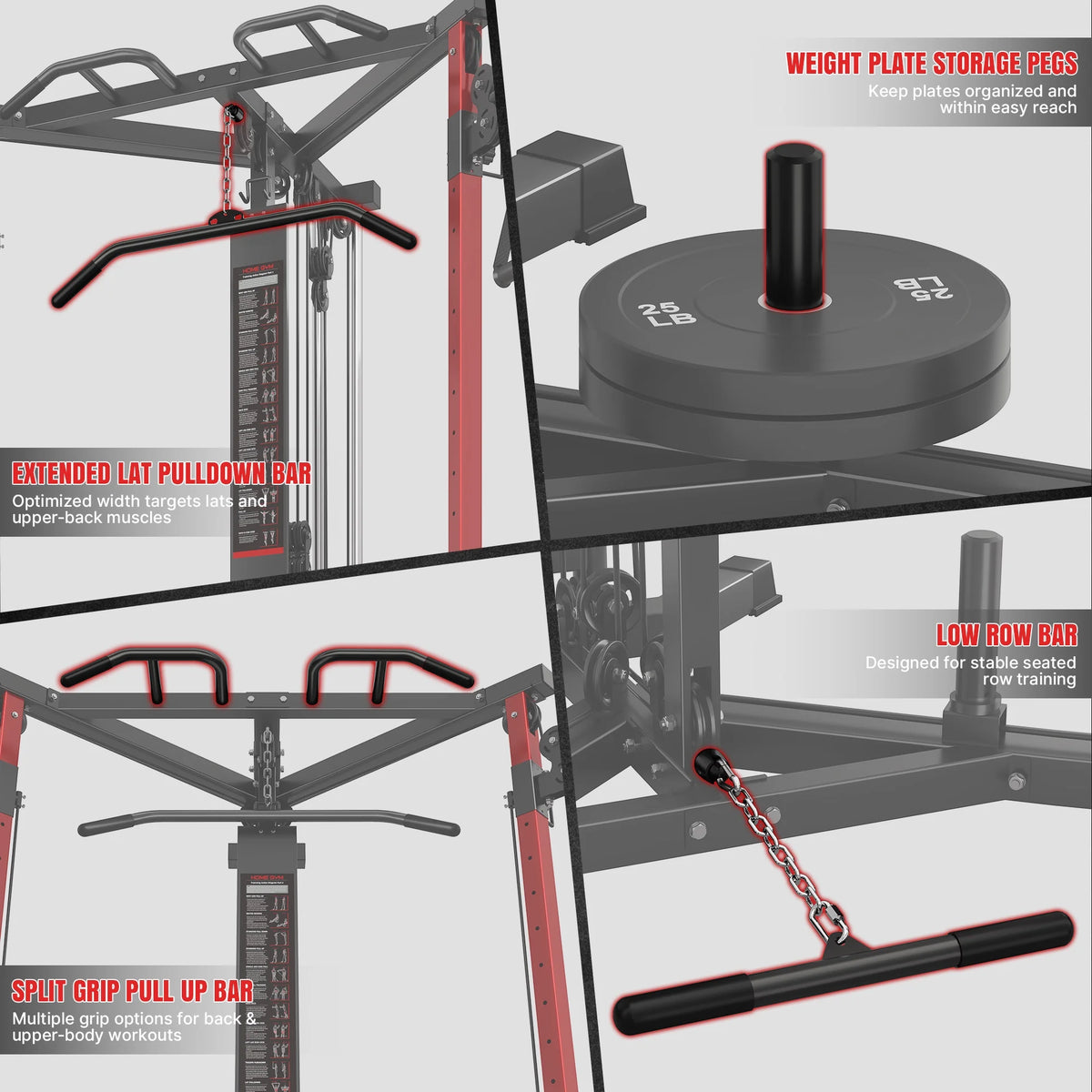 Cable Crossover Machine, Multi‑Functional Home Gym Trainer, Height‑Adjustable Dual Pulley System, Pull‑Up Bar & Full Accessories for Full‑Body Strength Workouts